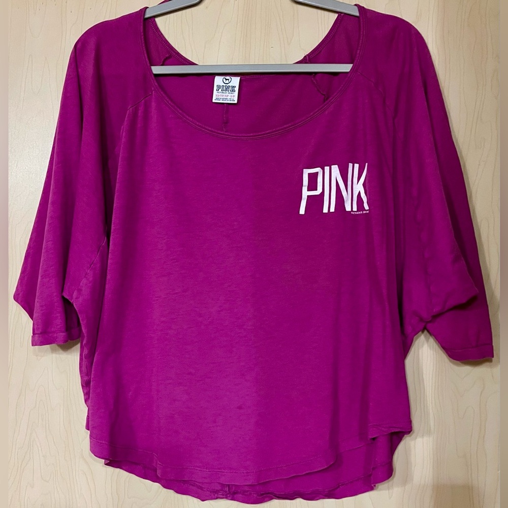 PINK Victoria's Secret Relaxed Scoop Dolman Pima Cotton Top - Magenta Size XS/S
